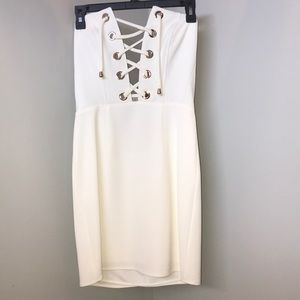 NBD strapless white dress